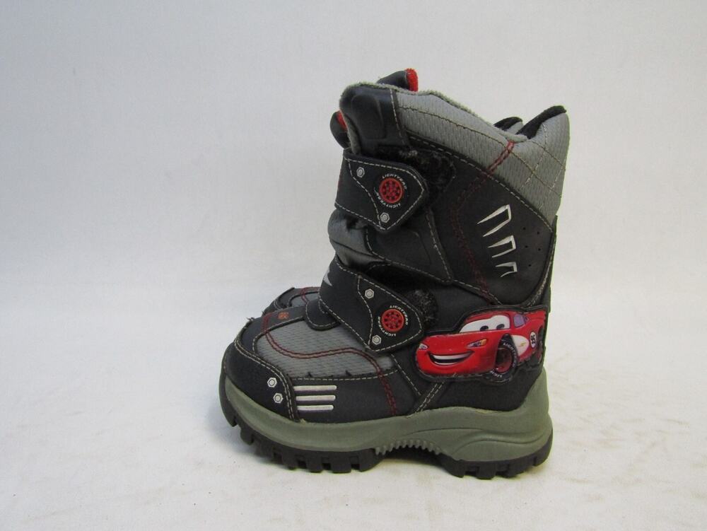 Disney Cars Lightning Mcqueen Toddler Size 8 Black Strap on Boots